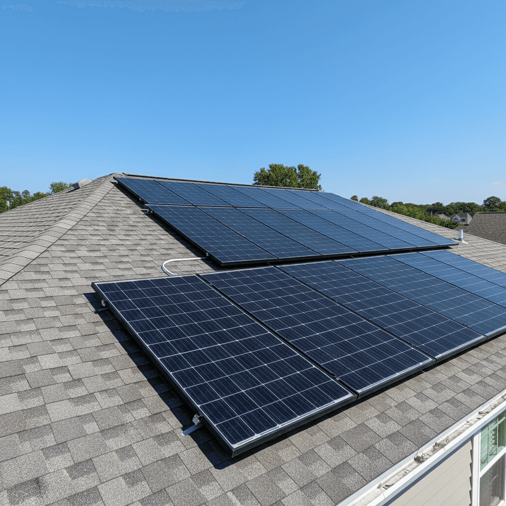 Solar panels installed on residential roof